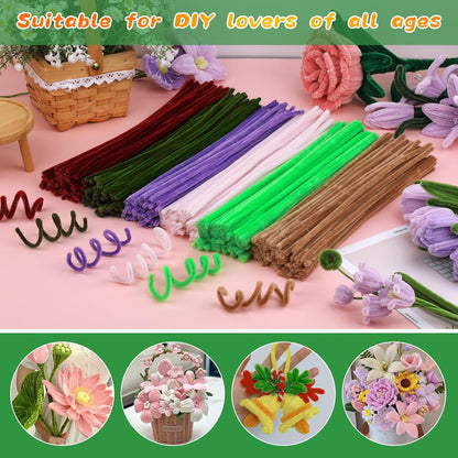 Pipe Cleaners Craft, 100Pcs Yellow Chenille Stems for Craft Supplies | Yellow Pipe Cleaners Bulk for Home Arts and Crafts Supplies, DIY Festivals Bouquet Limpia Pipas for Flower Making