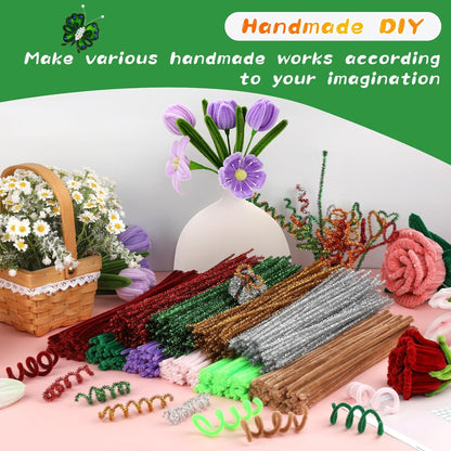 Pipe Cleaners Craft, 100Pcs Yellow Chenille Stems for Craft Supplies | Yellow Pipe Cleaners Bulk for Home Arts and Crafts Supplies, DIY Festivals Bouquet Limpia Pipas for Flower Making