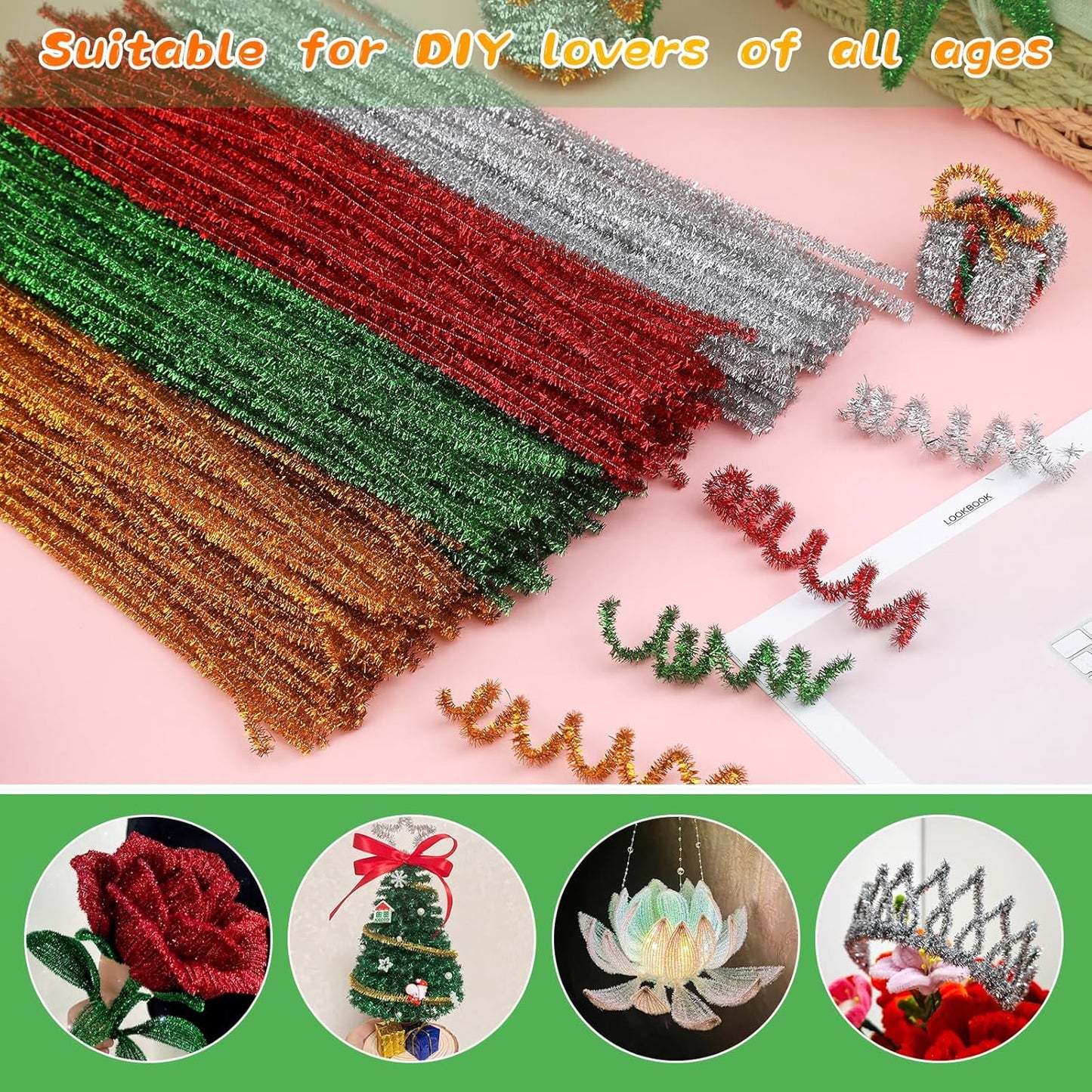 Pipe Cleaners Craft, 100Pcs Yellow Chenille Stems for Craft Supplies | Yellow Pipe Cleaners Bulk for Home Arts and Crafts Supplies, DIY Festivals Bouquet Limpia Pipas for Flower Making