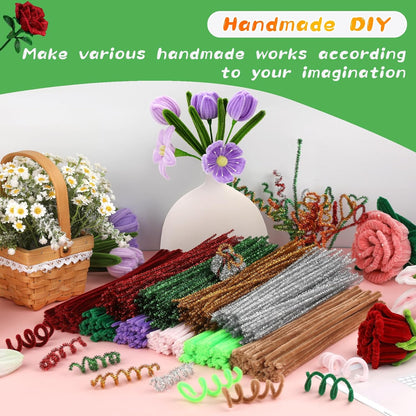 Pipe Cleaners Craft, 100Pcs Yellow Chenille Stems for Craft Supplies | Yellow Pipe Cleaners Bulk for Home Arts and Crafts Supplies, DIY Festivals Bouquet Limpia Pipas for Flower Making