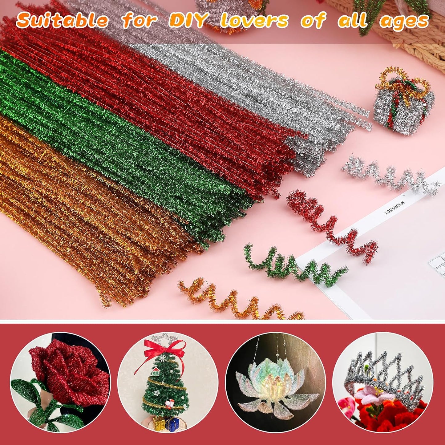 Pipe Cleaners Craft, 100Pcs Yellow Chenille Stems for Craft Supplies | Yellow Pipe Cleaners Bulk for Home Arts and Crafts Supplies, DIY Festivals Bouquet Limpia Pipas for Flower Making