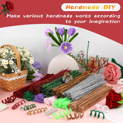Pipe Cleaners Craft, 100Pcs Yellow Chenille Stems for Craft Supplies | Yellow Pipe Cleaners Bulk for Home Arts and Crafts Supplies, DIY Festivals Bouquet Limpia Pipas for Flower Making