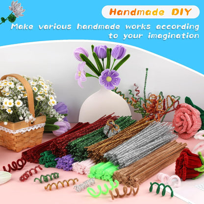 Pipe Cleaners Craft, 100Pcs Yellow Chenille Stems for Craft Supplies | Yellow Pipe Cleaners Bulk for Home Arts and Crafts Supplies, DIY Festivals Bouquet Limpia Pipas for Flower Making