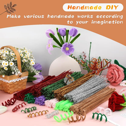 Pipe Cleaners Craft, 100Pcs Yellow Chenille Stems for Craft Supplies | Yellow Pipe Cleaners Bulk for Home Arts and Crafts Supplies, DIY Festivals Bouquet Limpia Pipas for Flower Making