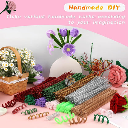 Pipe Cleaners Craft, 100Pcs Yellow Chenille Stems for Craft Supplies | Yellow Pipe Cleaners Bulk for Home Arts and Crafts Supplies, DIY Festivals Bouquet Limpia Pipas for Flower Making
