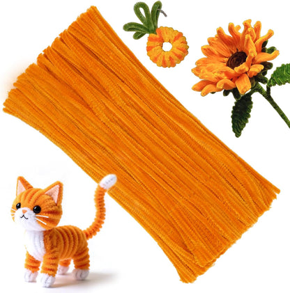 Pipe Cleaners Craft, 100Pcs Yellow Chenille Stems for Craft Supplies | Yellow Pipe Cleaners Bulk for Home Arts and Crafts Supplies, DIY Festivals Bouquet Limpia Pipas for Flower Making