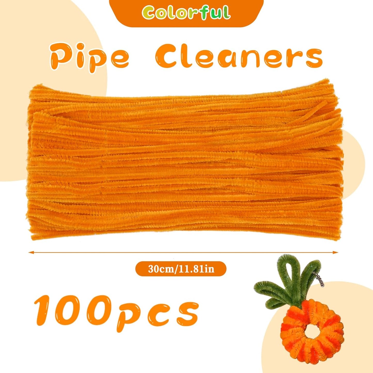Pipe Cleaners Craft, 100Pcs Yellow Chenille Stems for Craft Supplies | Yellow Pipe Cleaners Bulk for Home Arts and Crafts Supplies, DIY Festivals Bouquet Limpia Pipas for Flower Making
