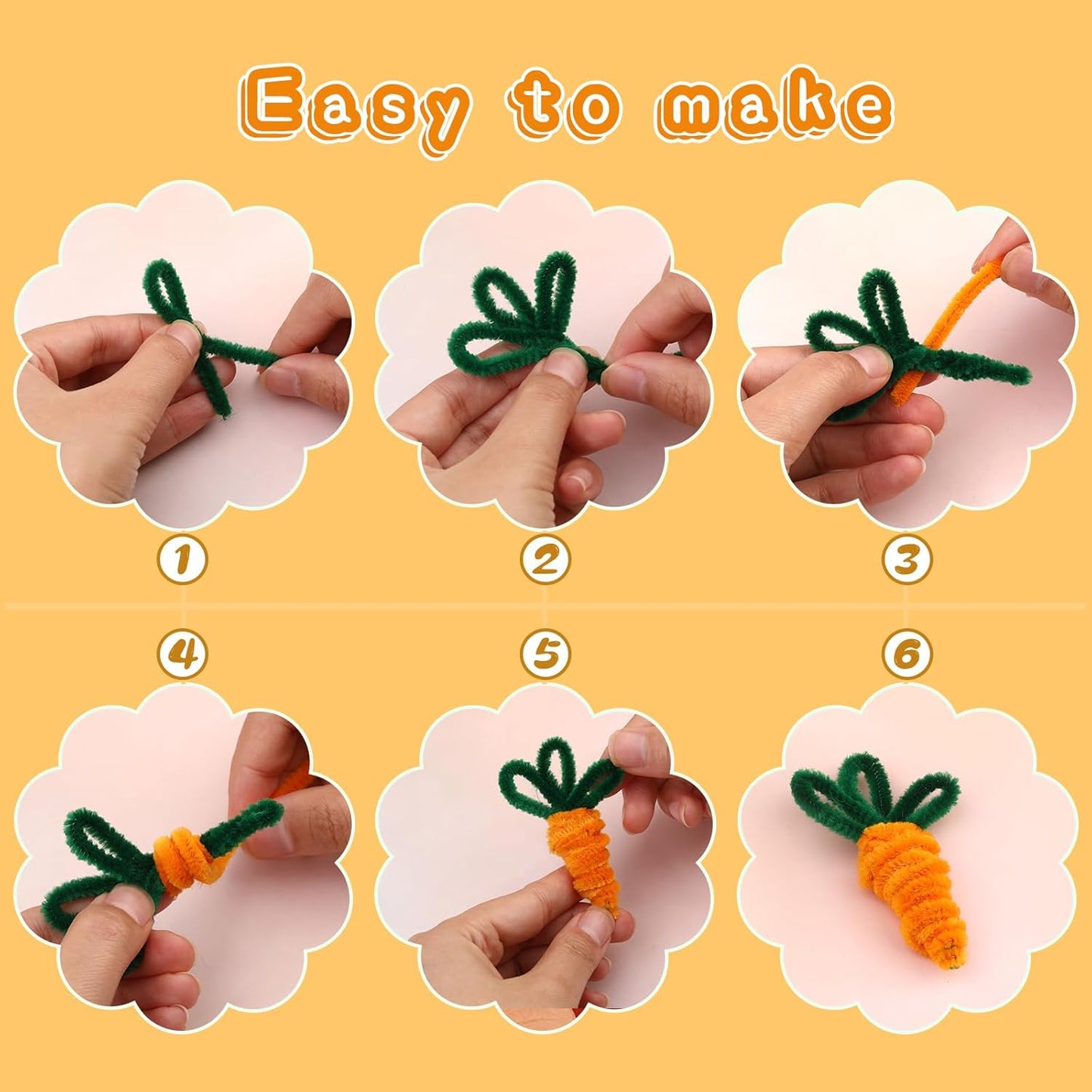 Pipe Cleaners Craft, 100Pcs Yellow Chenille Stems for Craft Supplies | Yellow Pipe Cleaners Bulk for Home Arts and Crafts Supplies, DIY Festivals Bouquet Limpia Pipas for Flower Making