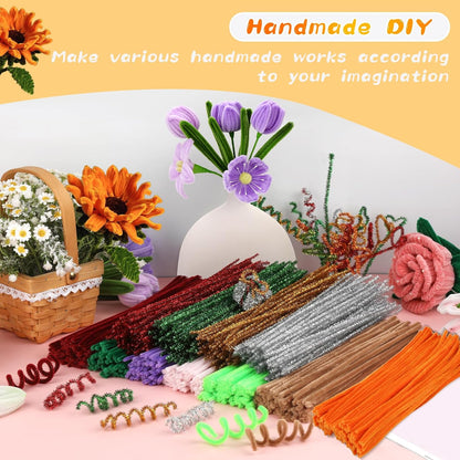 Pipe Cleaners Craft, 100Pcs Yellow Chenille Stems for Craft Supplies | Yellow Pipe Cleaners Bulk for Home Arts and Crafts Supplies, DIY Festivals Bouquet Limpia Pipas for Flower Making