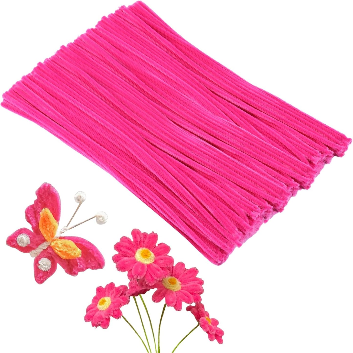Pipe Cleaners Craft, 100Pcs Yellow Chenille Stems for Craft Supplies | Yellow Pipe Cleaners Bulk for Home Arts and Crafts Supplies, DIY Festivals Bouquet Limpia Pipas for Flower Making