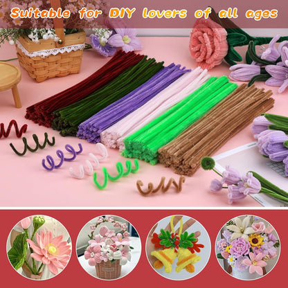 Pipe Cleaners Craft, 100Pcs Yellow Chenille Stems for Craft Supplies | Yellow Pipe Cleaners Bulk for Home Arts and Crafts Supplies, DIY Festivals Bouquet Limpia Pipas for Flower Making