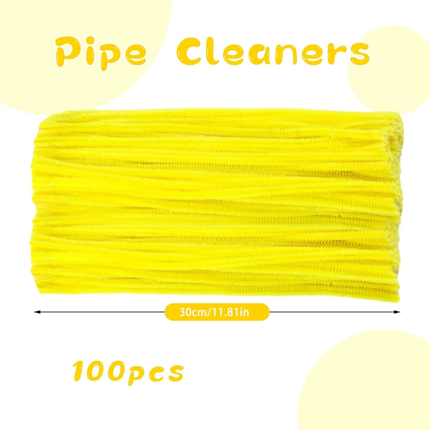 Pipe Cleaners Craft, 100Pcs Yellow Chenille Stems for Craft Supplies | Yellow Pipe Cleaners Bulk for Home Arts and Crafts Supplies, DIY Festivals Bouquet Limpia Pipas for Flower Making