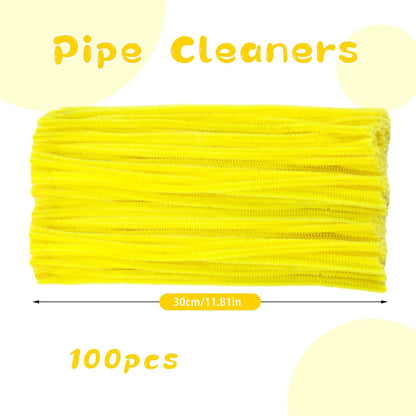 Pipe Cleaners Craft, 100Pcs Yellow Chenille Stems for Craft Supplies | Yellow Pipe Cleaners Bulk for Home Arts and Crafts Supplies, DIY Festivals Bouquet Limpia Pipas for Flower Making