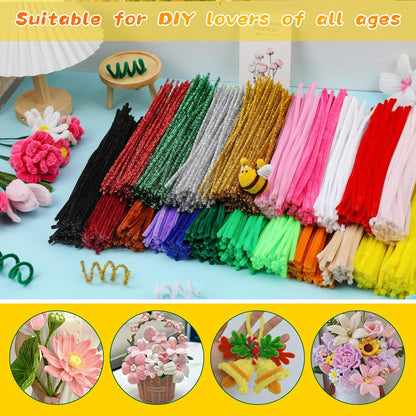 Pipe Cleaners Craft, 100Pcs Yellow Chenille Stems for Craft Supplies | Yellow Pipe Cleaners Bulk for Home Arts and Crafts Supplies, DIY Festivals Bouquet Limpia Pipas for Flower Making
