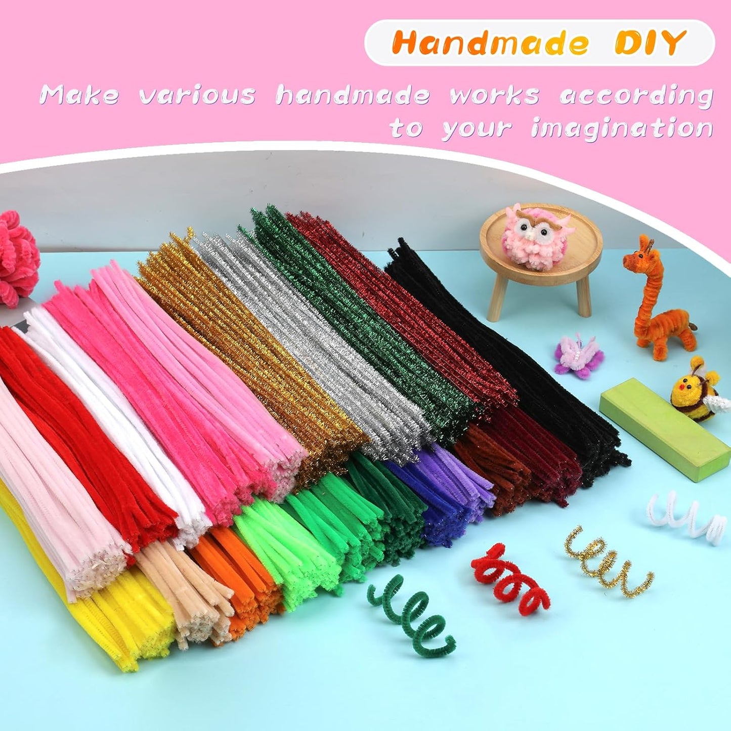 Pipe Cleaners Craft, 100Pcs Yellow Chenille Stems for Craft Supplies | Yellow Pipe Cleaners Bulk for Home Arts and Crafts Supplies, DIY Festivals Bouquet Limpia Pipas for Flower Making