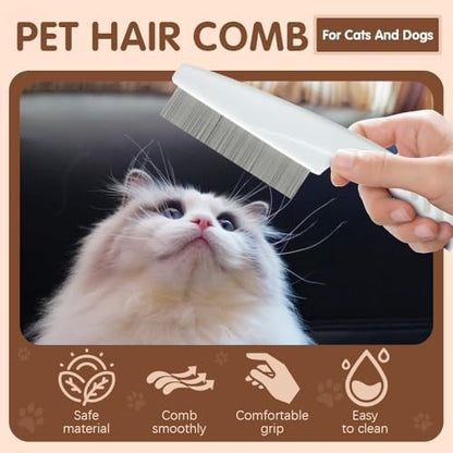 2 Pack Multifunctional Pet Comb, Upgrade Pet Grooming Brush Magic Tear Stain Removal Fine Tooth Stainless Massage Comb Kit for Puppies and Dogs (Yellow) (Pink)