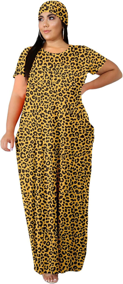 Women's Plus Size Casual Maxi Dress Summer Sleeveless Loose Beach Dress Sundress with Pockets