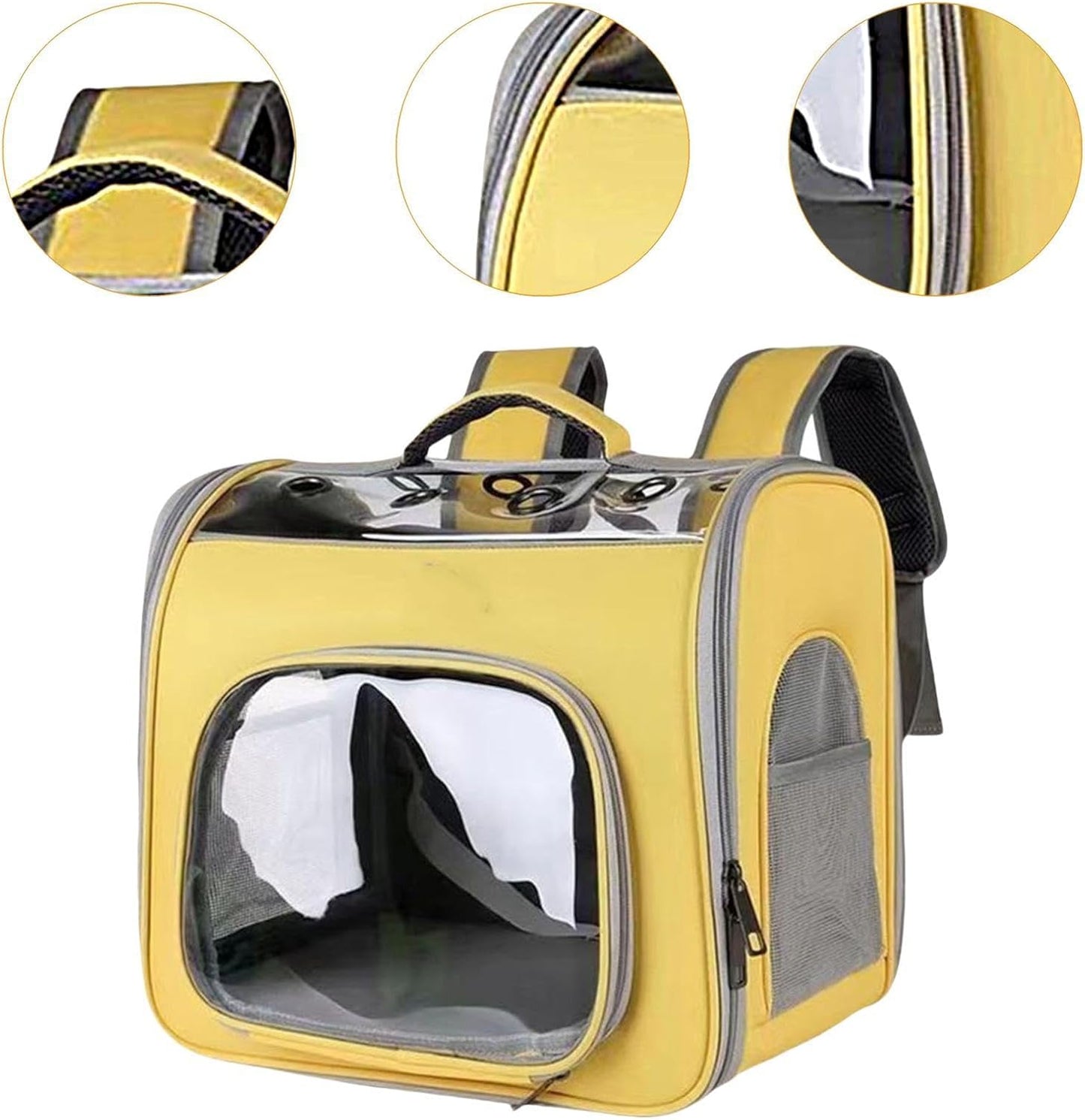 Pet Travel Backpack Pet Carrying Bag Lightweight Convenient Small Dog Carrier Cat Travel Bag for Hiking Camping Outdoor, Yellow