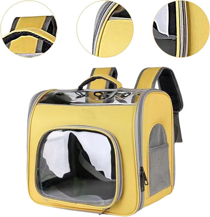 Pet Travel Backpack Pet Carrying Bag Lightweight Convenient Small Dog Carrier Cat Travel Bag for Hiking Camping Outdoor, Yellow