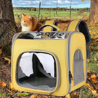 Pet Travel Backpack Pet Carrying Bag Lightweight Convenient Small Dog Carrier Cat Travel Bag for Hiking Camping Outdoor, Yellow