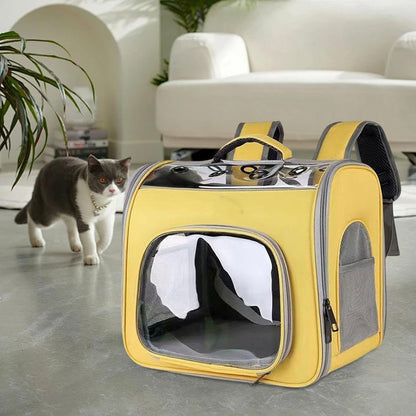 Pet Travel Backpack Pet Carrying Bag Lightweight Convenient Small Dog Carrier Cat Travel Bag for Hiking Camping Outdoor, Yellow