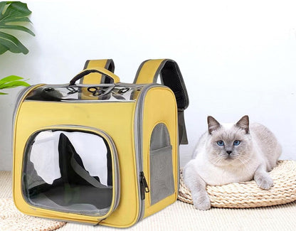 Pet Travel Backpack Pet Carrying Bag Lightweight Convenient Small Dog Carrier Cat Travel Bag for Hiking Camping Outdoor, Yellow
