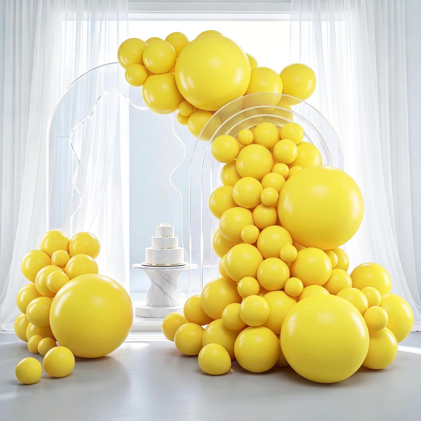 Yellow Balloons Different Sizes 18 12 10 5 Inch Balloon Arch 129pcs | Latex Balloon Garland Arch Kit for Masquerade Gender Reveal Graduation Anniversary Baby Shower Party Decoration