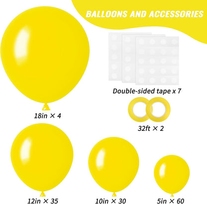 Yellow Balloons Different Sizes 18 12 10 5 Inch Balloon Arch 129pcs | Latex Balloon Garland Arch Kit for Masquerade Gender Reveal Graduation Anniversary Baby Shower Party Decoration