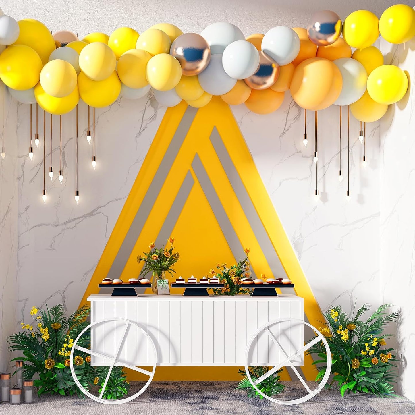 Yellow Balloons Different Sizes 18 12 10 5 Inch Balloon Arch 129pcs | Latex Balloon Garland Arch Kit for Masquerade Gender Reveal Graduation Anniversary Baby Shower Party Decoration