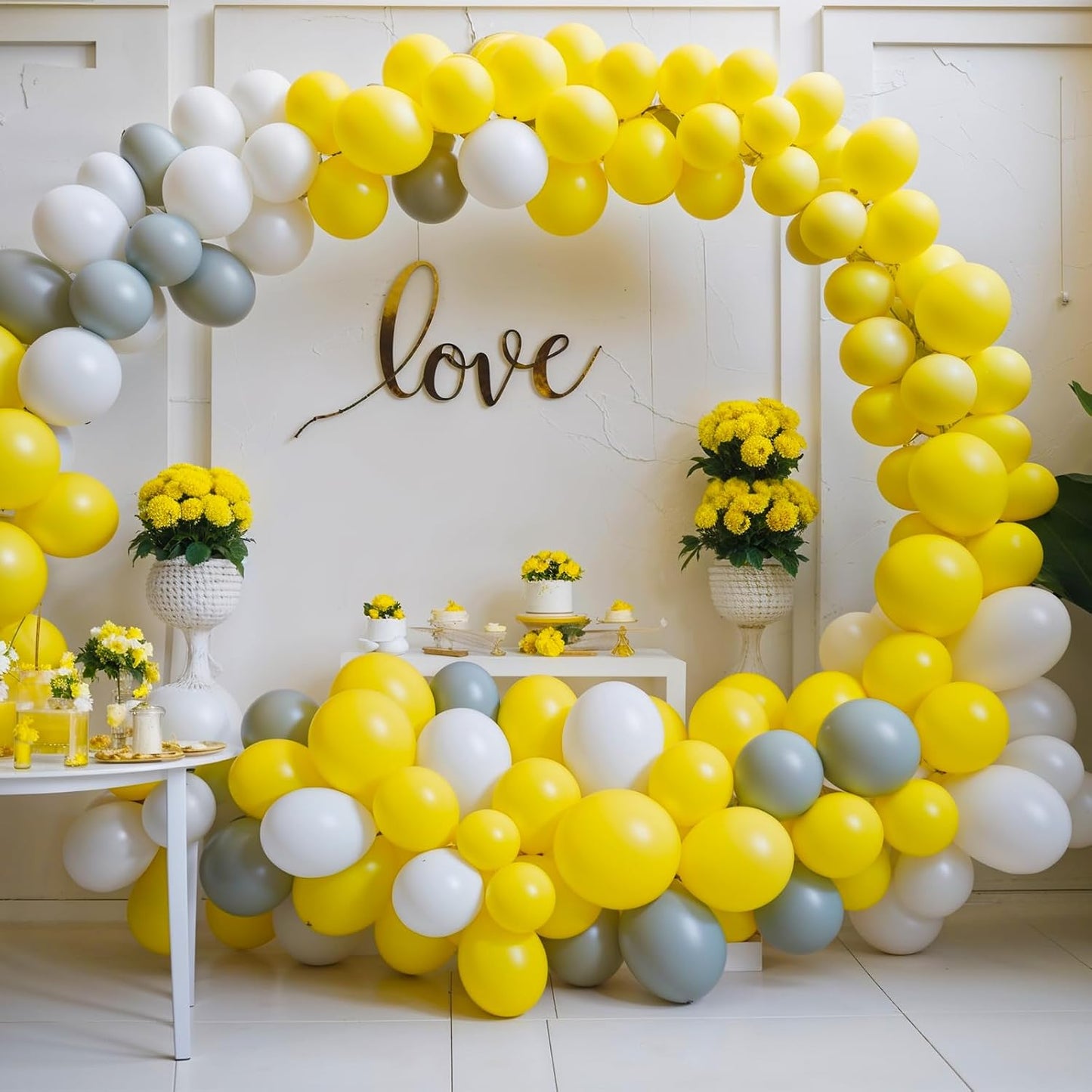 Yellow Balloons Different Sizes 18 12 10 5 Inch Balloon Arch 129pcs | Latex Balloon Garland Arch Kit for Masquerade Gender Reveal Graduation Anniversary Baby Shower Party Decoration