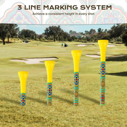 Personalized Bamboo Golf Tees | Custom Pattern | Available in Natural, Golden, Yellow, Black, Blue, Red, Cyan-Green | 30 Count, 3-1/4 Inch