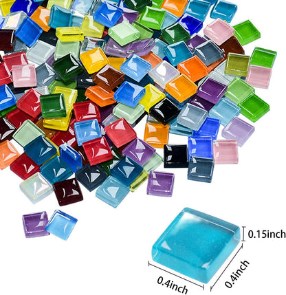 Mosaic Tiles for Crafts Bulk, Iridescent Glass Tiles Mosaic Kit for Garden Crafts Kits, DIY Mosaic Art Decor (300G)