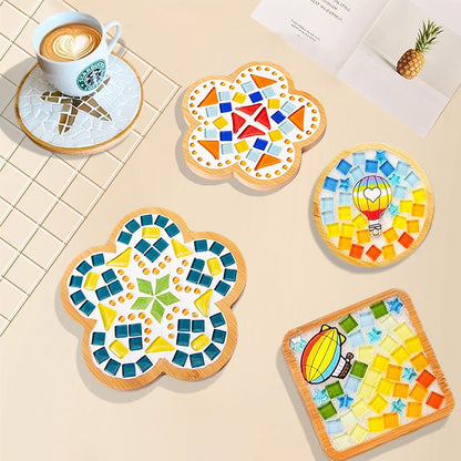 Mosaic Tiles for Crafts Bulk, Iridescent Glass Tiles Mosaic Kit for Garden Crafts Kits, DIY Mosaic Art Decor (300G)