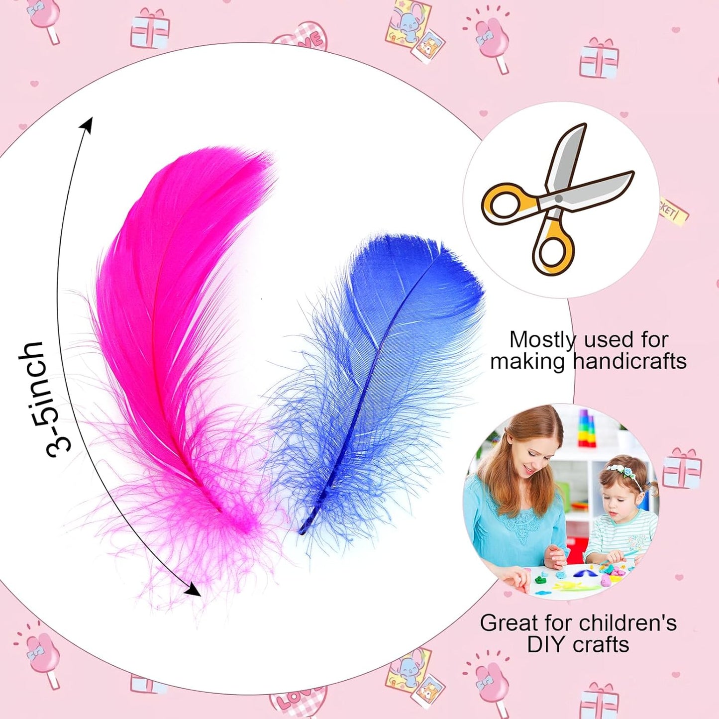 Lamar 300 Pcs Yellow Craft Feathers 2-3 in | Bulk feathers for dream catchers, art projects, DIY crafts, handi crafts, and party decor