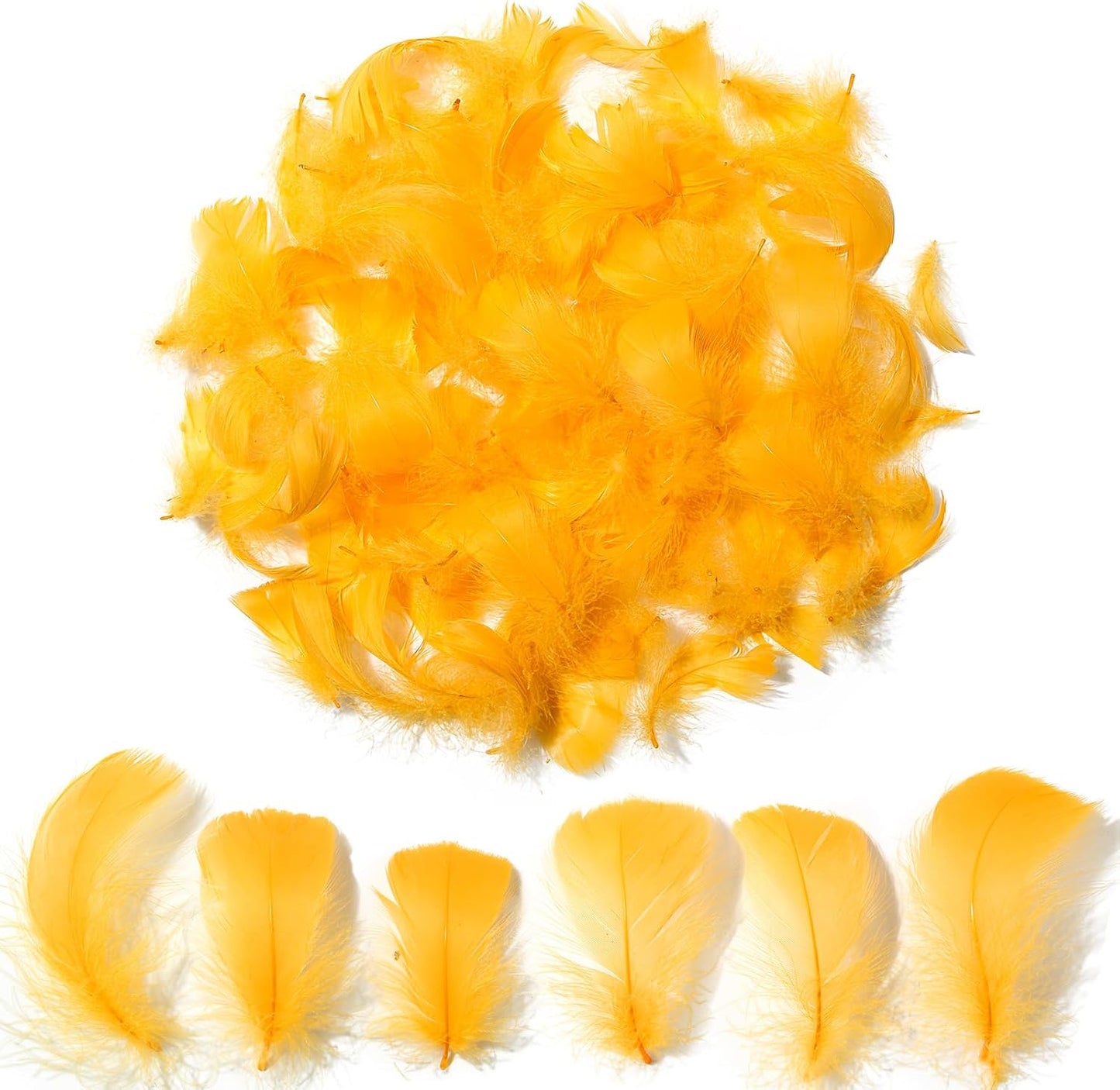 Lamar 300 Pcs Yellow Craft Feathers 2-3 in | Bulk feathers for dream catchers, art projects, DIY crafts, handi crafts, and party decor