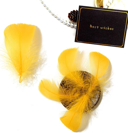 Lamar 300 Pcs Yellow Craft Feathers 2-3 in | Bulk feathers for dream catchers, art projects, DIY crafts, handi crafts, and party decor