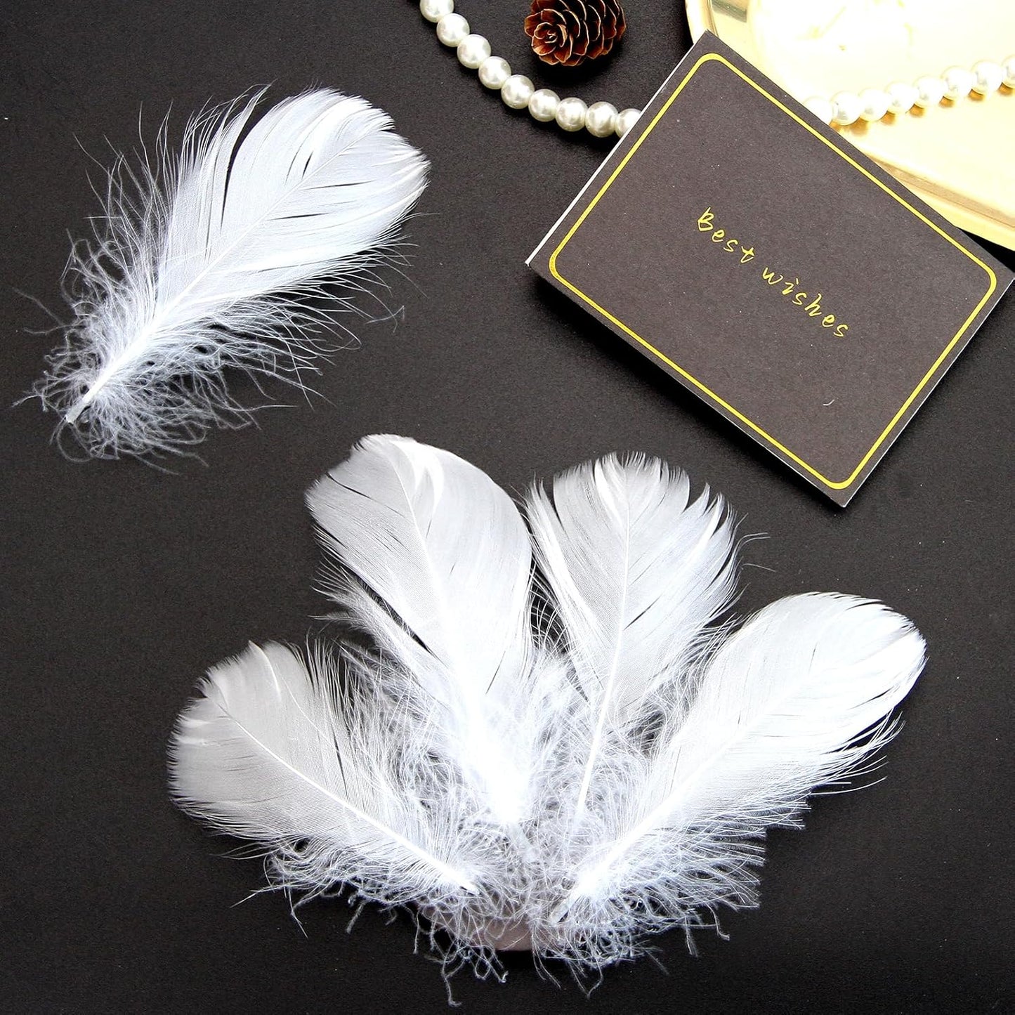 Lamar 300 Pcs Yellow Craft Feathers 2-3 in | Bulk feathers for dream catchers, art projects, DIY crafts, handi crafts, and party decor