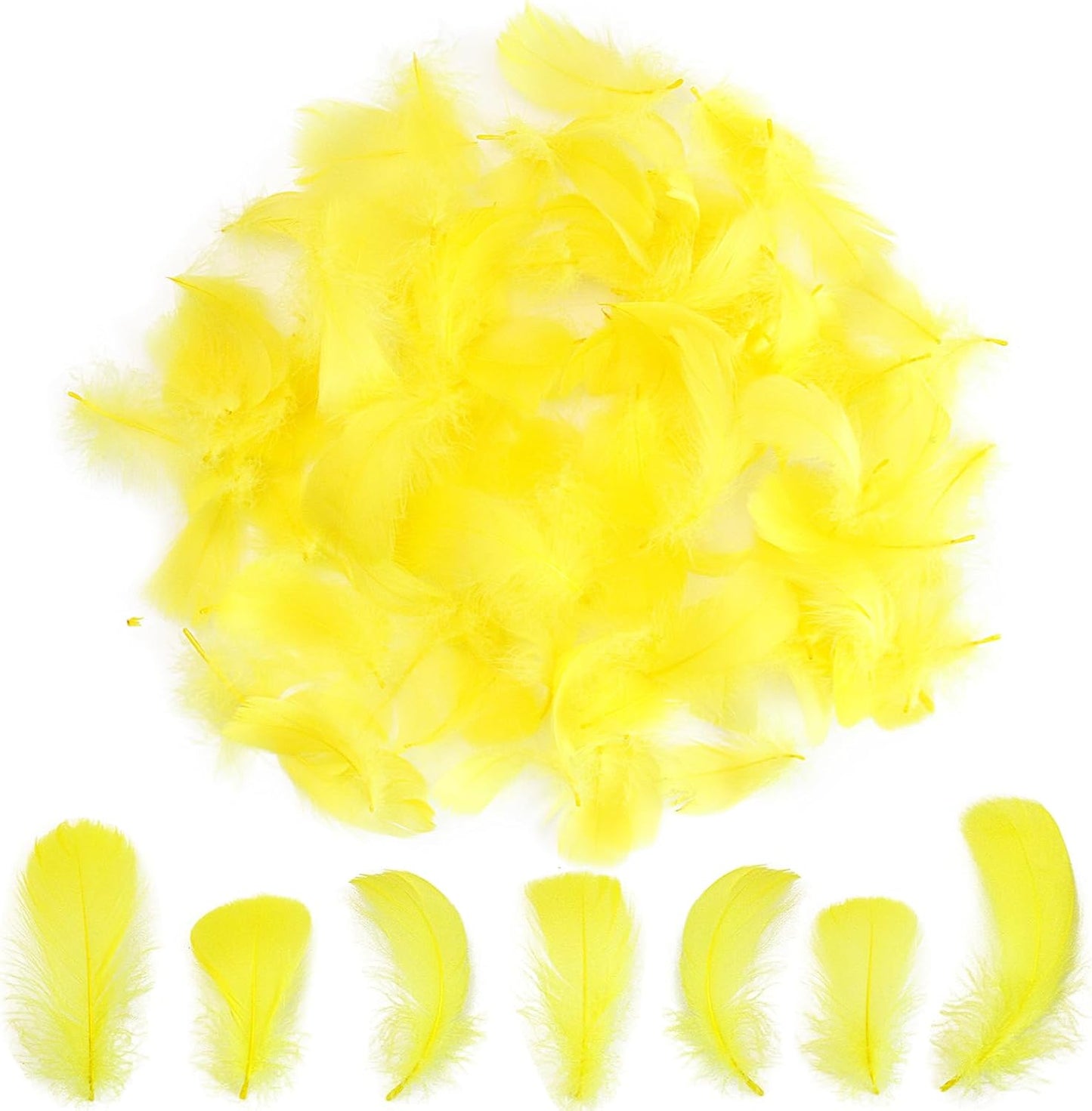 Lamar 300 Pcs Yellow Craft Feathers 2-3 in | Bulk feathers for dream catchers, art projects, DIY crafts, handi crafts, and party decor