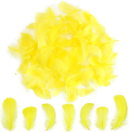 Lamar 300 Pcs Yellow Craft Feathers 2-3 in | Bulk feathers for dream catchers, art projects, DIY crafts, handi crafts, and party decor
