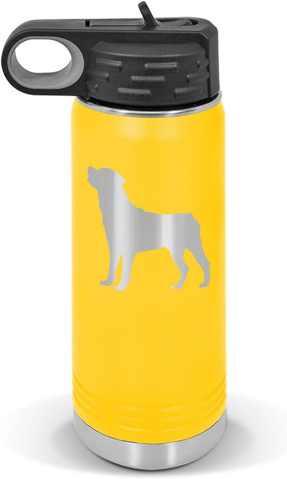 Rottweiler Water Bottle 20 oz - Laser Engraved w/Flip Top Removable Straw - Polar Camel - Stainless - Vacuum Insulated - Drinkware - Dog Canine pet
