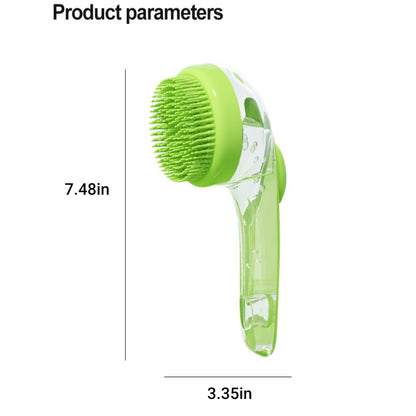 Pet Bath Brush, 2PCS Soft Dog Cat Bath Brush Massage Brush Pet Grooming Kit with Shampoo Dispense for Long and Short Hair (Yellow and Green)