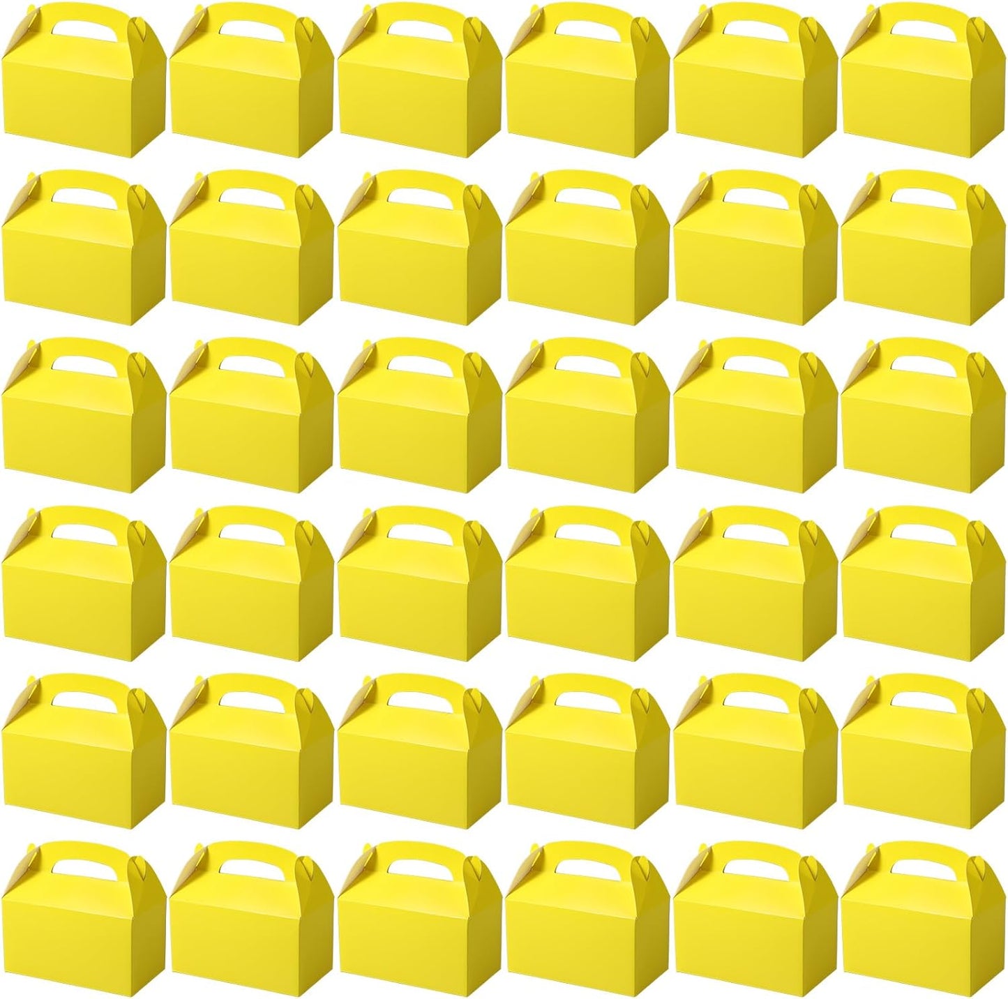 36 Pcs Yellow Party Favor Treat Boxes Gable Paper Gift Box Candy Snack Goodie Cake Treat Boxes for Birthday Wedding Party Favors (Yellow)