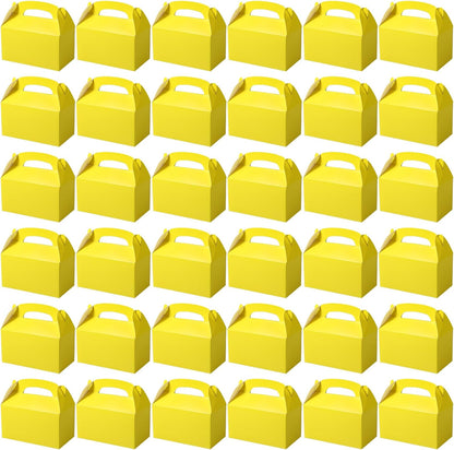 36 Pcs Yellow Party Favor Treat Boxes Gable Paper Gift Box Candy Snack Goodie Cake Treat Boxes for Birthday Wedding Party Favors (Yellow)