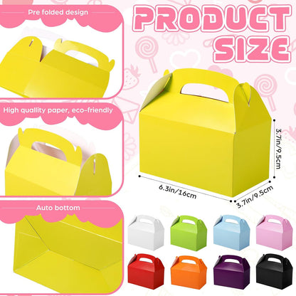 36 Pcs Yellow Party Favor Treat Boxes Gable Paper Gift Box Candy Snack Goodie Cake Treat Boxes for Birthday Wedding Party Favors (Yellow)