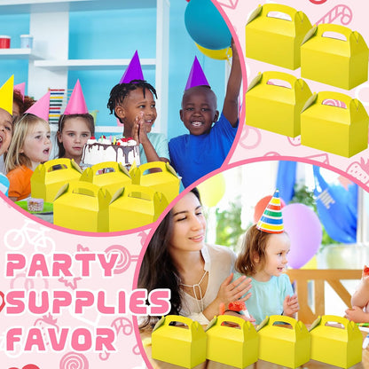 36 Pcs Yellow Party Favor Treat Boxes Gable Paper Gift Box Candy Snack Goodie Cake Treat Boxes for Birthday Wedding Party Favors (Yellow)