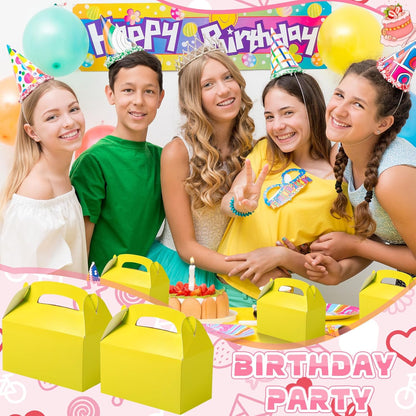 36 Pcs Yellow Party Favor Treat Boxes Gable Paper Gift Box Candy Snack Goodie Cake Treat Boxes for Birthday Wedding Party Favors (Yellow)