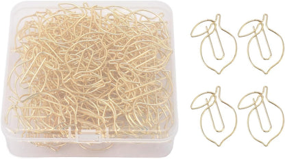 Lemon Shaped Paper Clips, 100PCS Metal Office Supplies for Home School Desk Organizers, Decorative Bookmarks Planner Clips for Clipboards Notebooks Books