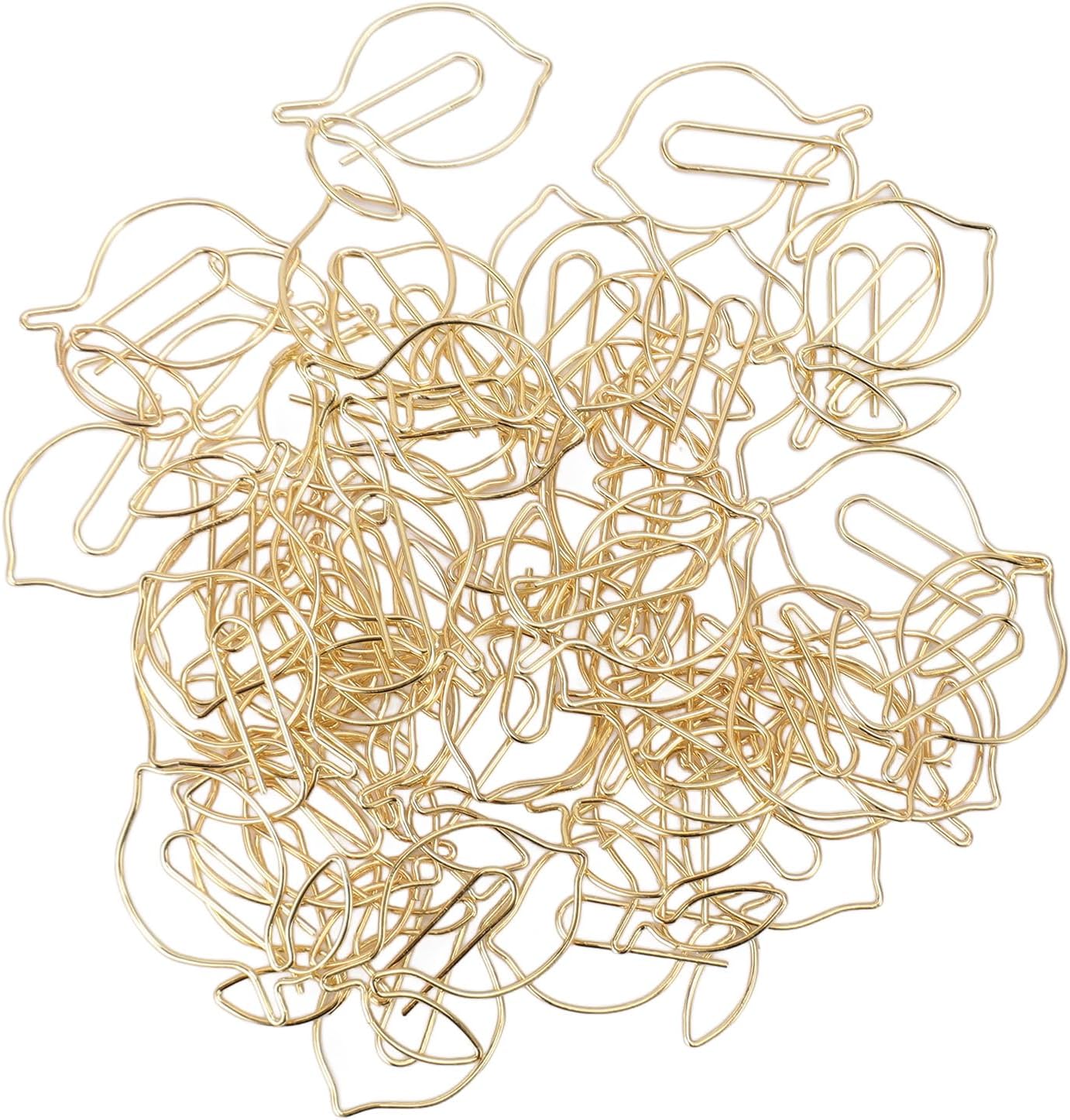 Lemon Shaped Paper Clips, 100PCS Metal Office Supplies for Home School Desk Organizers, Decorative Bookmarks Planner Clips for Clipboards Notebooks Books