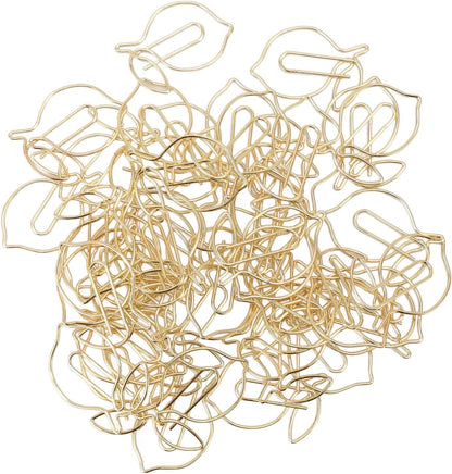 Lemon Shaped Paper Clips, 100PCS Metal Office Supplies for Home School Desk Organizers, Decorative Bookmarks Planner Clips for Clipboards Notebooks Books