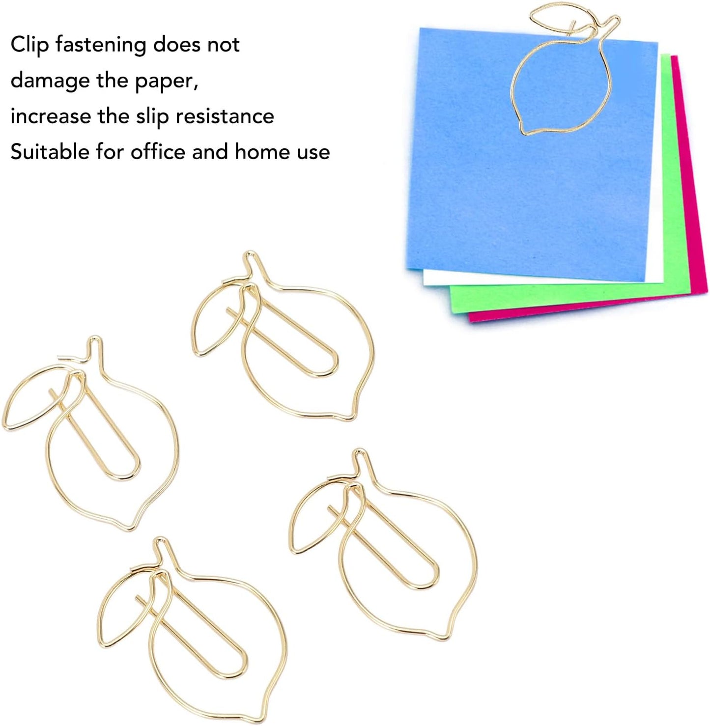 Lemon Shaped Paper Clips, 100PCS Metal Office Supplies for Home School Desk Organizers, Decorative Bookmarks Planner Clips for Clipboards Notebooks Books